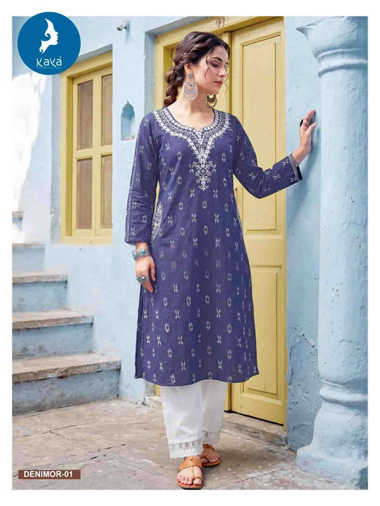Casual Denim Co-Ord Set with Rayon Bottom