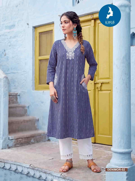 Casual Denim Co-Ord Set with Rayon Bottom