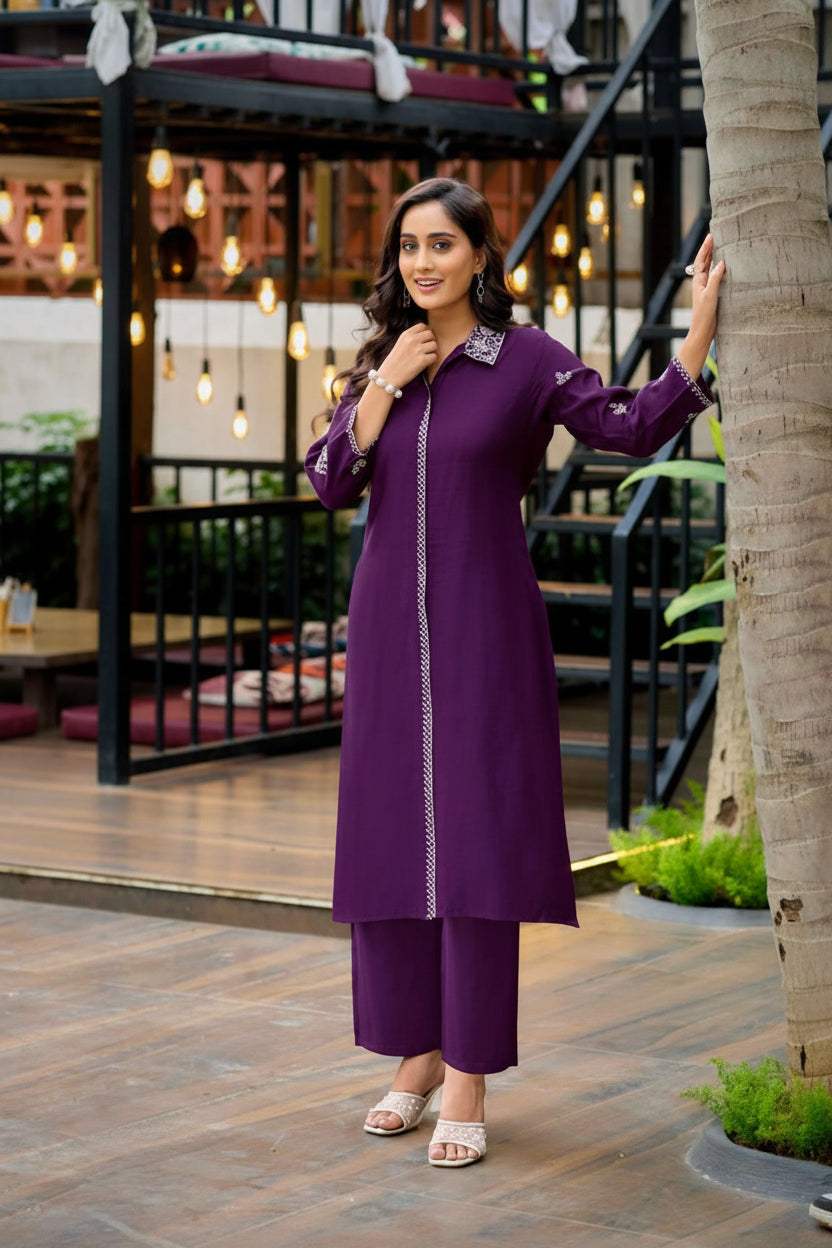 Vertican Embroidered Co-Ord Set for Women
