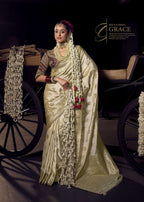 Kesha Pure Viscose Zardozi & Crystal Handwork Saree with Embellished Blouse Piece