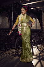 Kesha Pure Viscose Zardozi & Crystal Handwork Saree with Embellished Blouse Piece