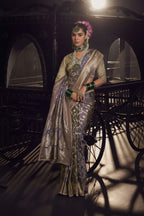 Kesha Pure Viscose Zardozi & Crystal Handwork Saree with Embellished Blouse Piece