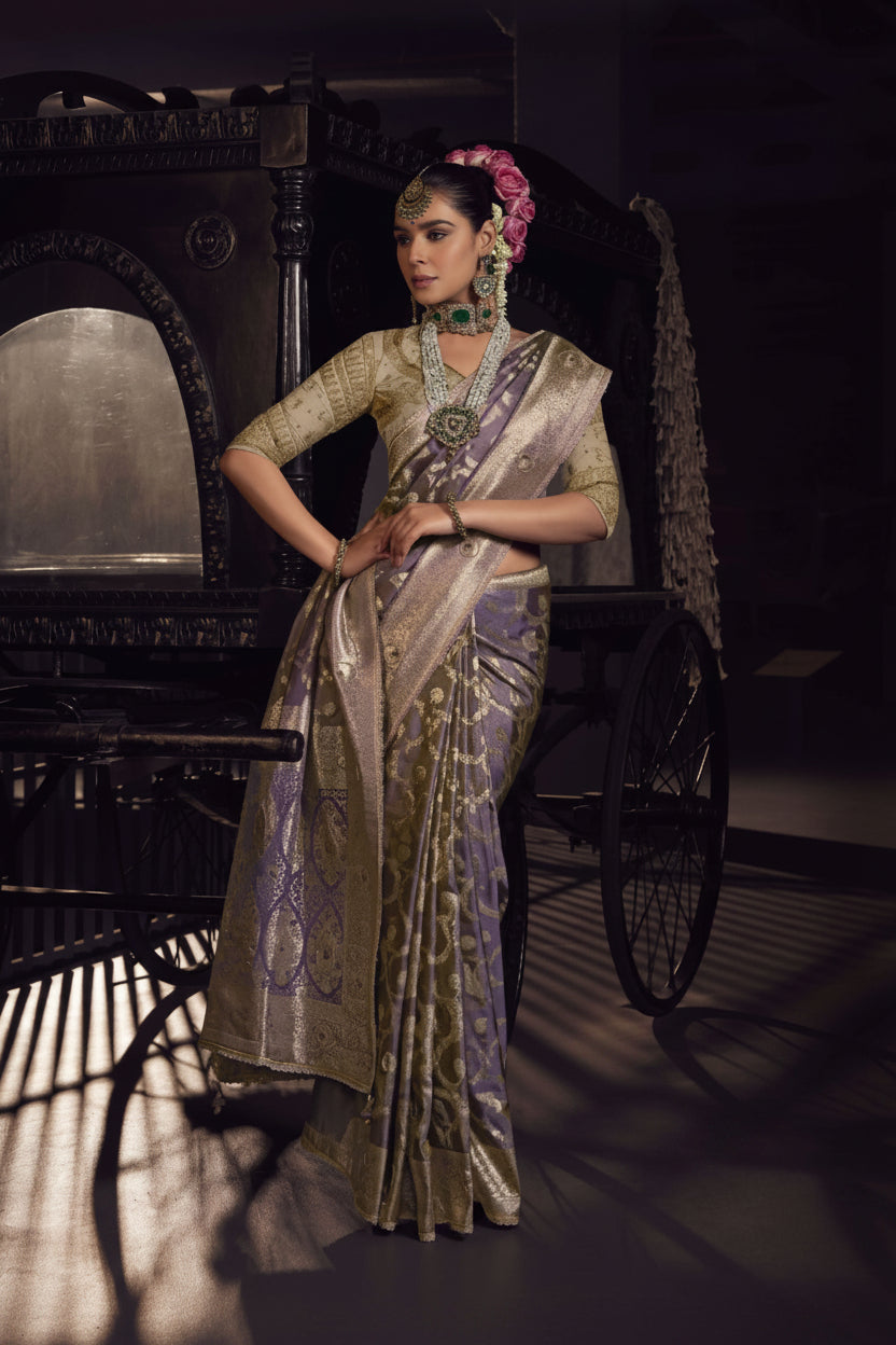 Kesha Pure Viscose Zardozi & Crystal Handwork Saree with Embellished Blouse Piece