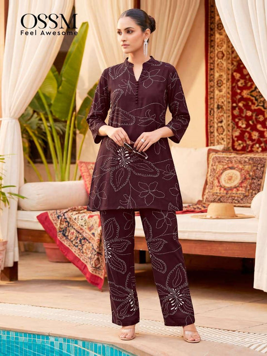 Rayon Discharge Print Co-Ord Set for Women
