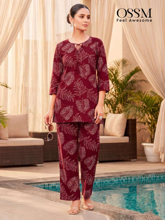 Rayon Discharge Print Co-Ord Set for Women