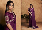 Organza Satin Embroidered Saree with Unstitched Blouse