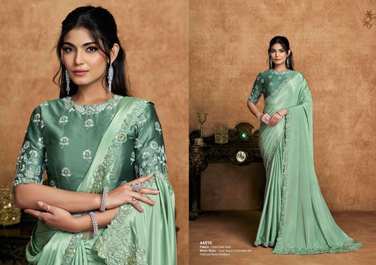 Organza Satin Embroidered Saree with Unstitched Blouse