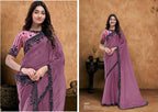 Organza Satin Embroidered Saree with Unstitched Blouse