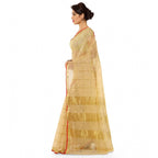 Women's Kota Doria Cotton Saree With Blouse (Chikoo,6-3 Mtrs)