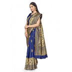 Women's Banarasi Silk Saree (Navy Blue,5-6 Mtrs)
