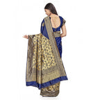Women's Banarasi Silk Saree (Navy Blue,5-6 Mtrs)