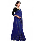 Women's Vichitra Silk HotFix Stone Work Saree With Blouse (Blue, 5-6 Mtrs)