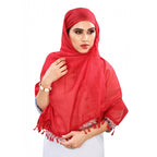 Women's Cotton Silk Strips Printed Dupatta (Red, Length:2-2.4 mtr)