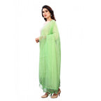 Women's Cotton Silk Strips Printed Dupatta (Parrot Green, Length:2-2.4 mtr)