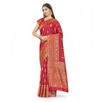 Women's Banarasi Silk Saree With Blouse (Peach, 5-6Mtrs)