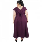 Women's Fit And Flare Purple Dress (Color:Purple, Material:Polyester)