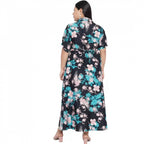 Women's Fit And Flare Green Dress (Color:Multicolor, Material:Polyester)