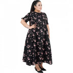 Women's Maxi Black Dress (Color:Black, Material:Poly Crepe)