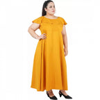 Women's Fit And Flare Yellow Dress (Color:Yellow, Material:Polyester)