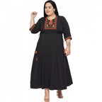 Women's Fit And Flare Black Dress (Color:Black, Material:Polyester)