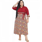Women's Fit And Flare Maroon Dress (Color:Maroon, Material:Polyester)