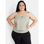 Women's Casual Sleeveless Polka Print Green Top (Color:Grey, Material:Crepe)