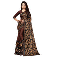 Women's Lycra Blend Saree with Blouse (Coffee, 5-6 Mtrs)
