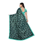 Women's Lycra Blend Saree with Blouse (Rama, 5-6 Mtrs)