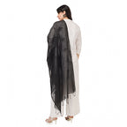 Women's Cotton Embroidered Dupatta (Black, Length: 2.25 to 2.50 Mtr)