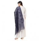Women's Cotton Embroidered Dupatta (Dark Blue, Length: 2.25 to 2.50 Mtr)