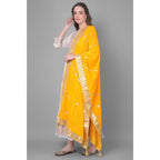 Women's Velvet Gotta Patti Dupatta (Yellow, Length: 2.25 to 2.50 Mtr)