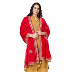 Women's Velvet Gotta Patti Dupatta (Pink, Length: 2.25 to 2.50 Mtr)