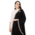 Women's Velvet Gotta Patti Dupatta (Black, Length: 2.25 to 2.50 Mtr)