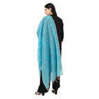 Women's Cotton Embroidered Dupatta (Aqua Blue, Length: 2.25 to 2.50 Mtr)