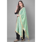Women's Velvet Gotta Patti Dupatta (Sea Green, Length: 2.25 to 2.50 Mtr)
