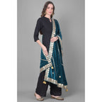 Women's Velvet Gotta Patti Dupatta (Teal, Length: 2.25 to 2.50 Mtr)