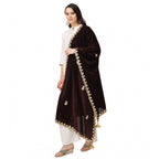 Women's Velvet Gotta Patti Dupatta (Brown, Length: 2.25 to 2.50 Mtr)