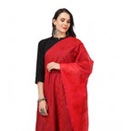 Women's Cotton Embroidered Dupatta (Red, Length: 2.25 to 2.50 Mtr)