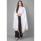 Women's Velvet Gotta Patti Dupatta (Off White, Length: 2.25 to 2.50 Mtr)