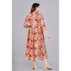 Women's Casual 3/4 Sleeve Printed Viscose Nursing Kurti (Brown)