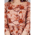 Women's Casual 3/4 Sleeve Printed Viscose Nursing Kurti (Brown)