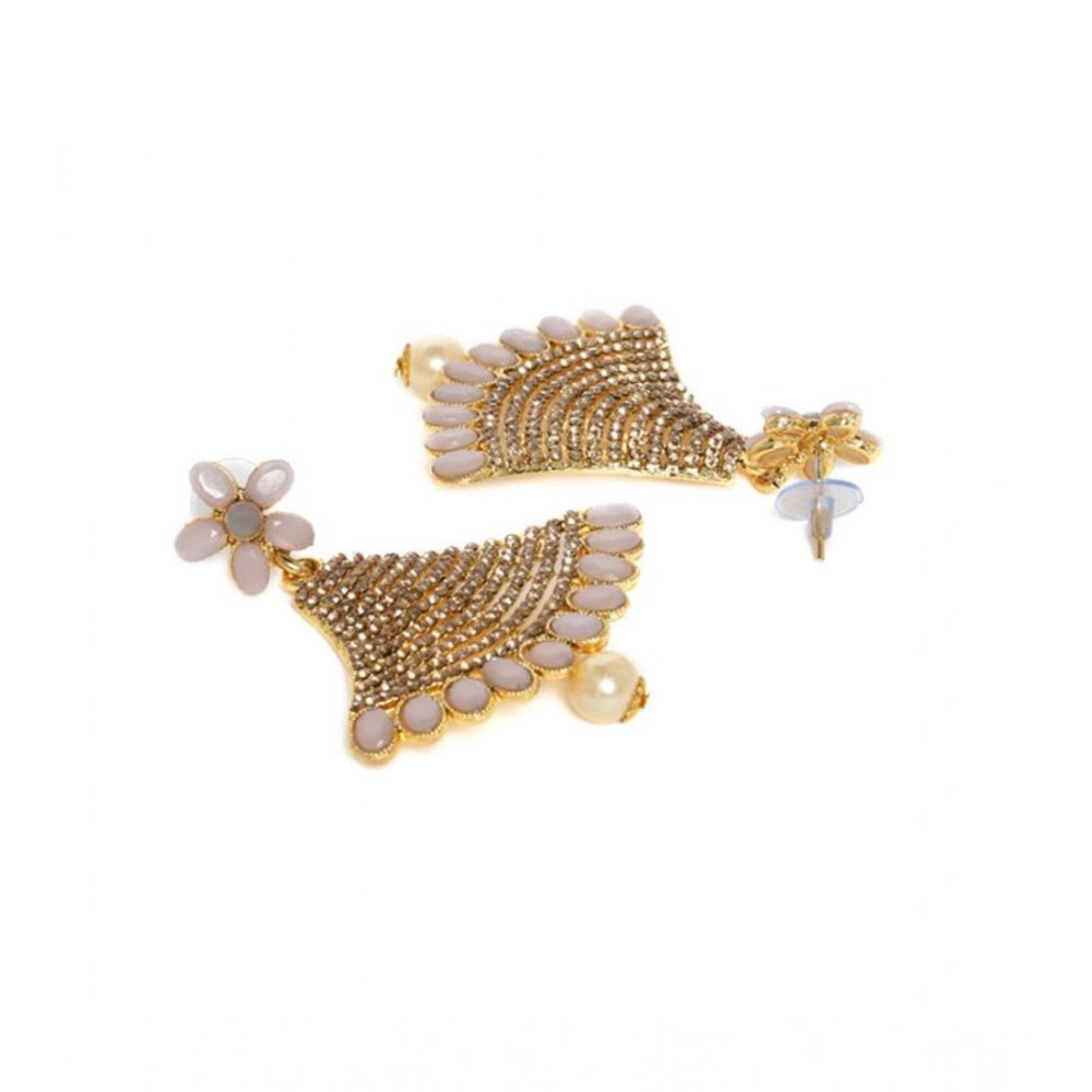 Women's Rose Gold Plated Alloy Earrings (Gold)