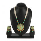 Women's Rose Gold Plated Alloy Necklace &amp; Earings Set (Green)