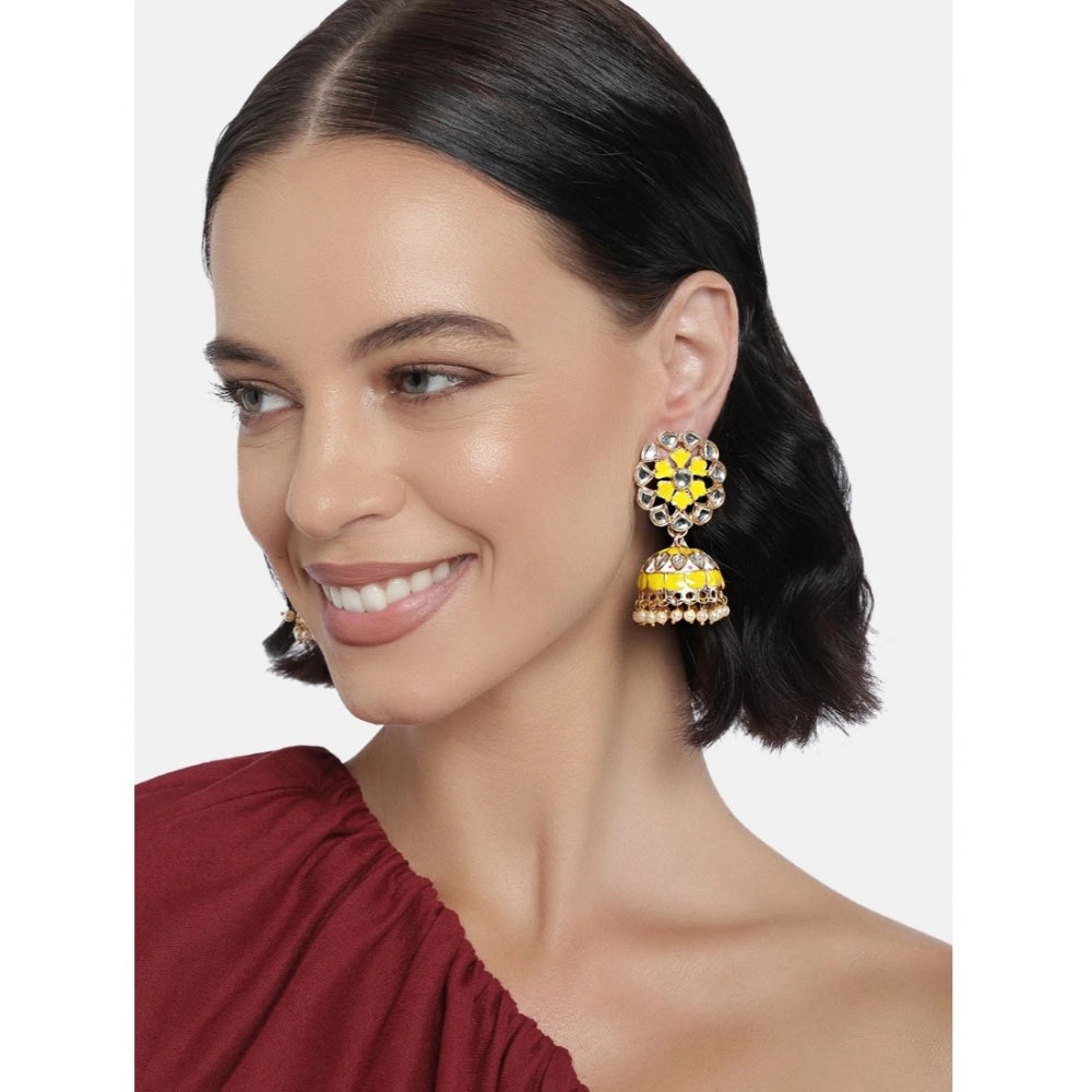 Women's Rose Gold Plated Alloy Earrings (Yellow)