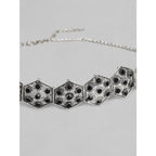 Women's Rose Gold Plated Alloy Choker (Silver &amp; Black)