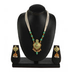 Women's Rose Gold Plated Alloy Necklace &amp; Earings Set (Green)