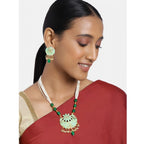 Women's Rose Gold Plated Alloy Necklace &amp; Earings Set (Green)