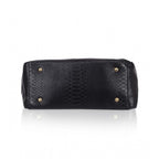 Women's Faux Leather Textured Tote Bag (Black)