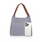 Women's Faux Leather Textured Tote Bag (Blue)