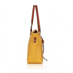 Women's Faux Leather Textured Tote Bag (Yellow)